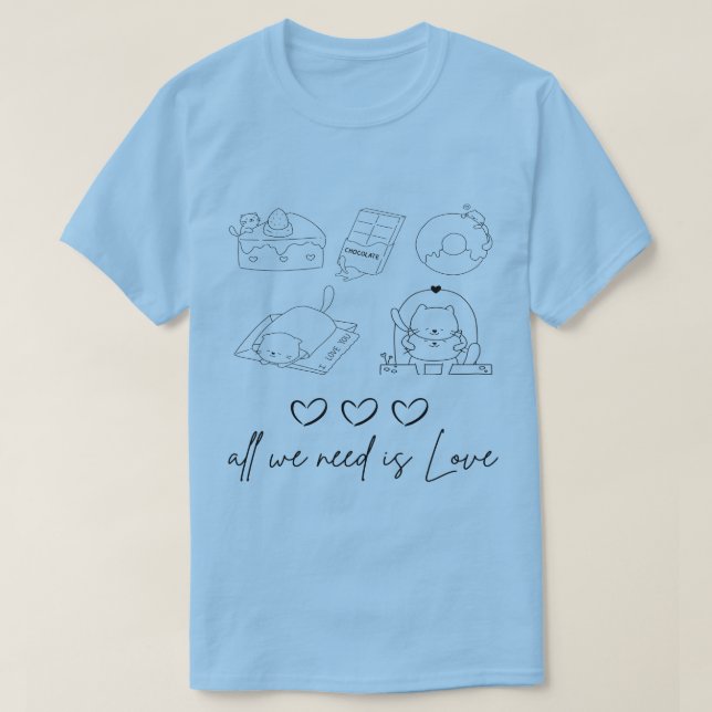 kawaii söt Kärlek T Shirt (Design framsida)