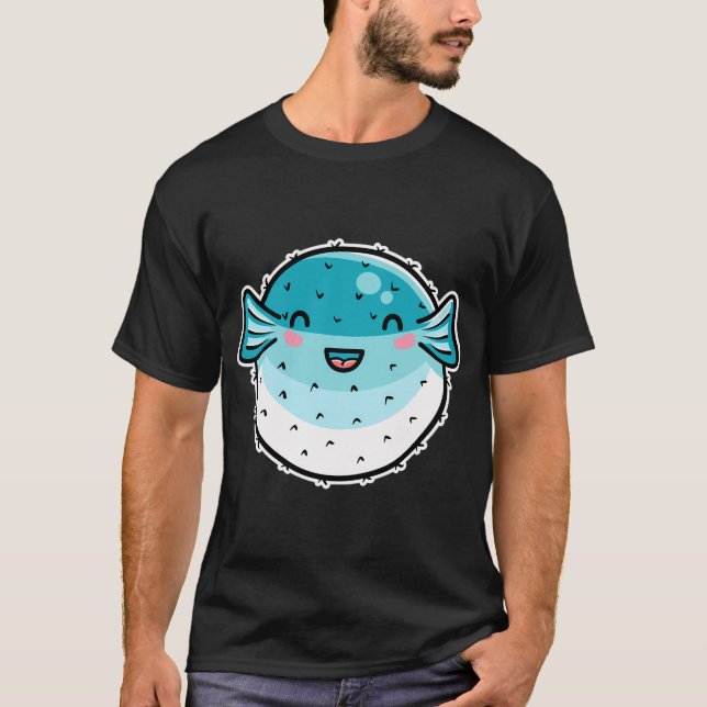 Kawaii Söt Kugelfisk T Shirt (Framsida)