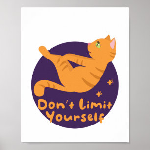 Kawaii söt orange-katt som gör yoga pockor poster