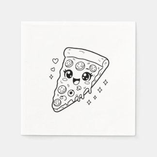 Kawaii söt pizzaskiva färgläggning pappersservett