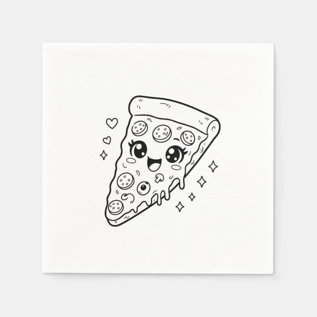 Kawaii söt pizzaskiva färgläggning pappersservett (Framsidan)
