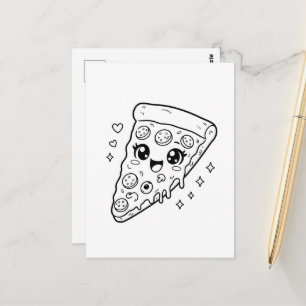 Kawaii söt pizzaslice-färgning vykort