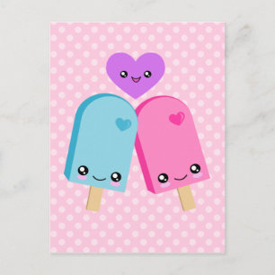 Kawaii Söt Popsicles BFF-vykort Vykort