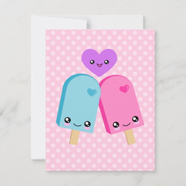 Kawaii Söt Popsicles Födelsedagsfest inbjudan (Framsida)