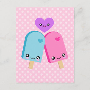 Kawaii Söt Popsicles Födelsedagsfest inbjudan