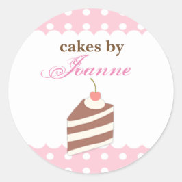 KAWAII söt ROSA Cake Bakery Logotyp Label Sticker Runt Klistermärke