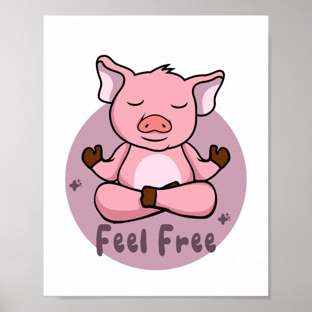 Kawaii söt rosa gris som gör yoga skyddat poster (Framsidan)