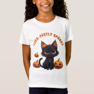 Kawaii Söt Svart Katt Halloween 🎃 T Shirt