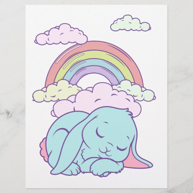 Kawaii Söt Tecknad Kanin Kanin Regnbåge (Framsida)