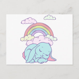 Kawaii Söt Tecknad Kanin Kanin Regnbåge Vykort