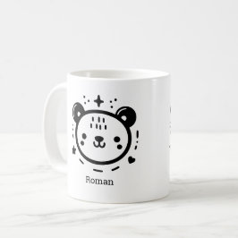 Kawaii Söta Bear Ansikte - Kawaii Minimalist Line Kaffemugg