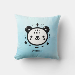 Kawaii Söta Bear Ansikte - Kawaii Minimalist Line Kudde
