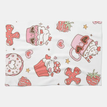 Kawaii Söta Gods Köks Handduk - Söt Efterrätt &