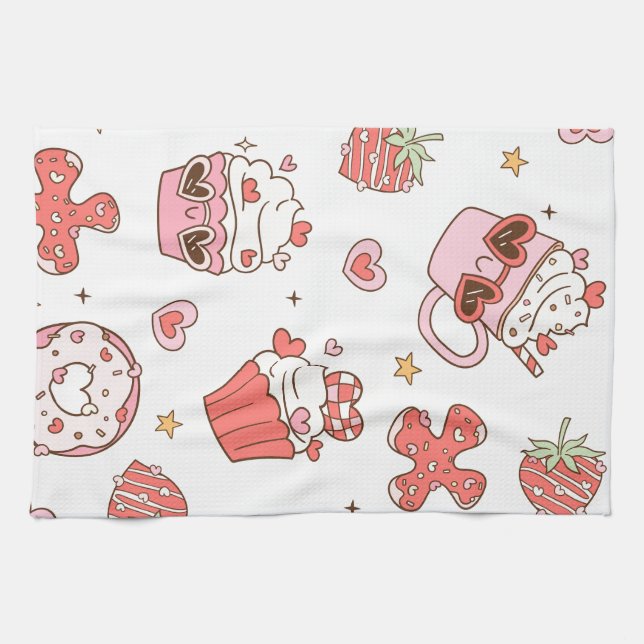 Kawaii Söta Gods Köks Handduk - Söt Efterrätt & Kökshandduk (Horisontell)