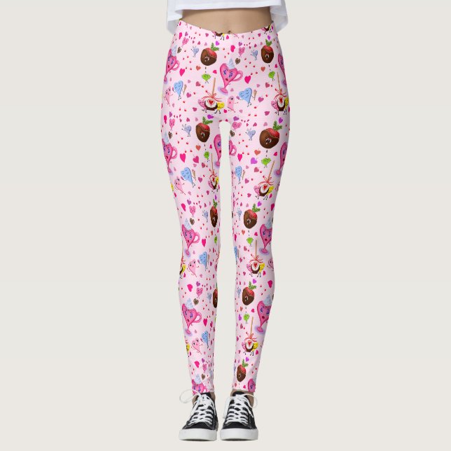Kawaii söta hjärtan och choklad leggings (Framsida)