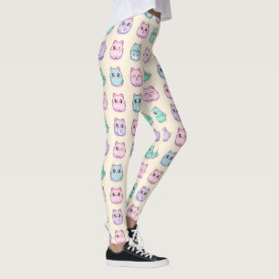Kawaii söta katter Pastell Estetiskt Mönster Leggings