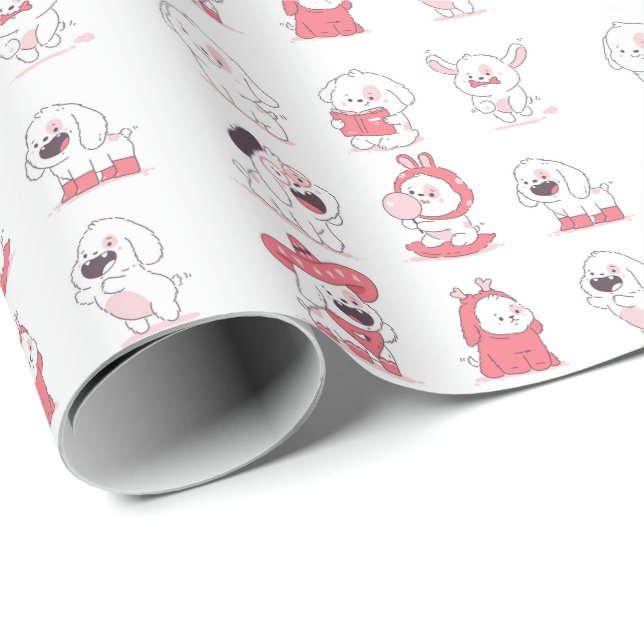  kawaii sött hund design presentpapper (Rullad Hörn)