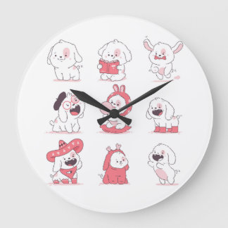 kawaii sött hund design stor klocka