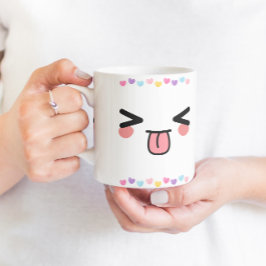 kawaii, sött leende ansikte mugg
