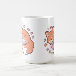 Kawaii Sövande Spelande Räv Mugg