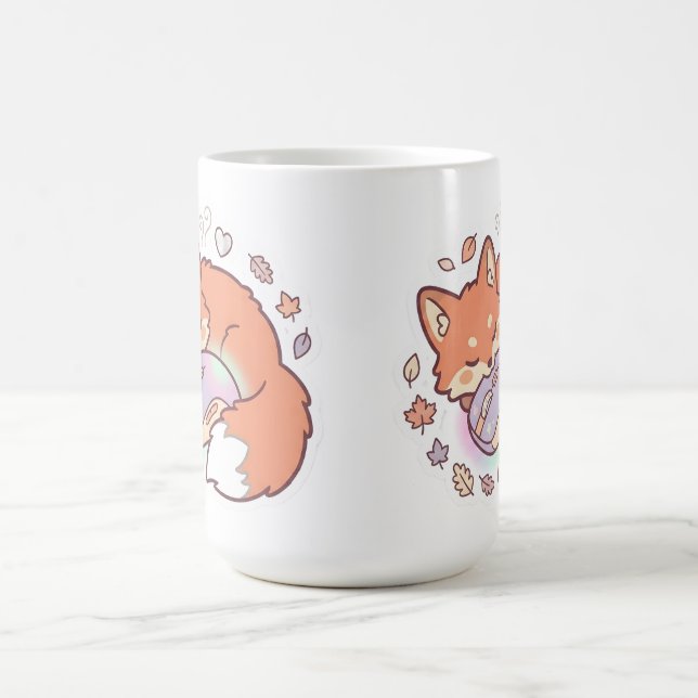 Kawaii Sövande Spelande Räv Mugg (Center)