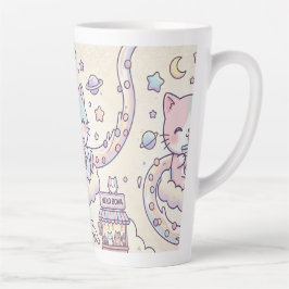 Kawaii Space Cat Drinking Boba Latte Mug 