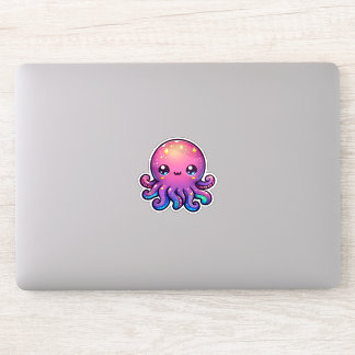 Kawaii Space Octopus med kosmiskt glöd Klistermärken