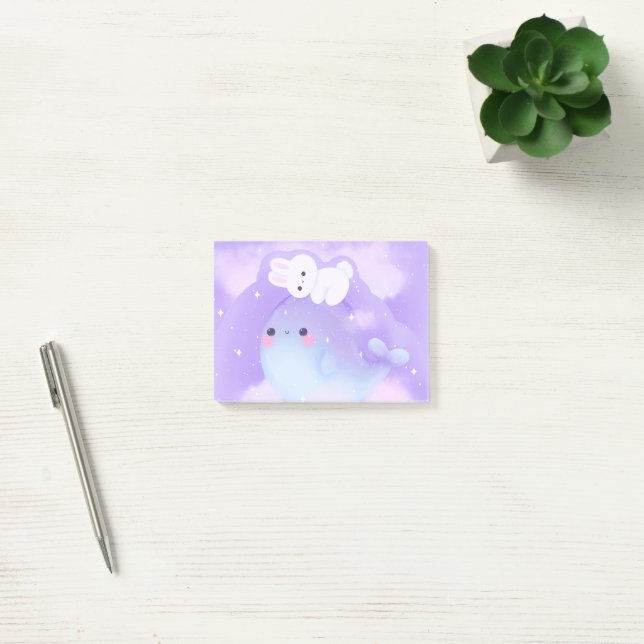 Kawaii Space Valale and kanin sticky notes Post-it Block (Kontor)