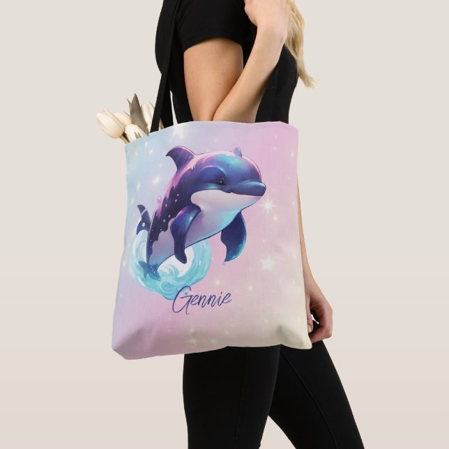 Kawaii Späckhuggare Personligad Blå & Rosa Tygkasse (Närbild)