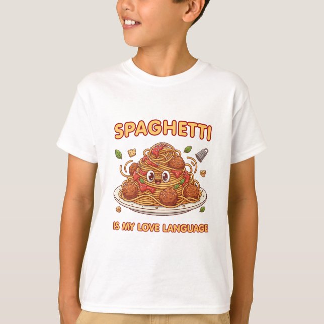 Kawaii Spagetti Kärleksspråk Konst  T Shirt (Framsida)