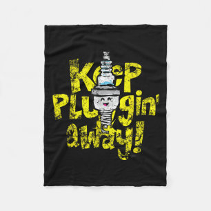 Kawaii Spark Plug Behålla Purrin Away Motivational Fleecefilt