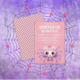 Kawaii Spider Halloween Födelsedagsfest Inbjudningar
