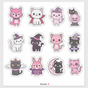 Kawaii Spooky Cat Sticker Pack Klistermärken