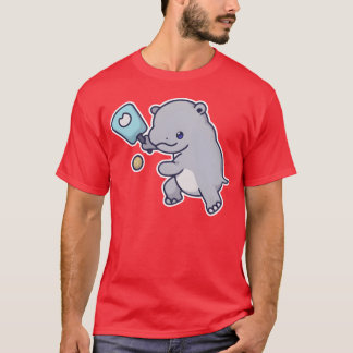 Kawaii Sports Pickleball Hippo retro T Shirt