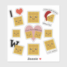 Kawaii Square Waffle Sticker-uppsättning för cute