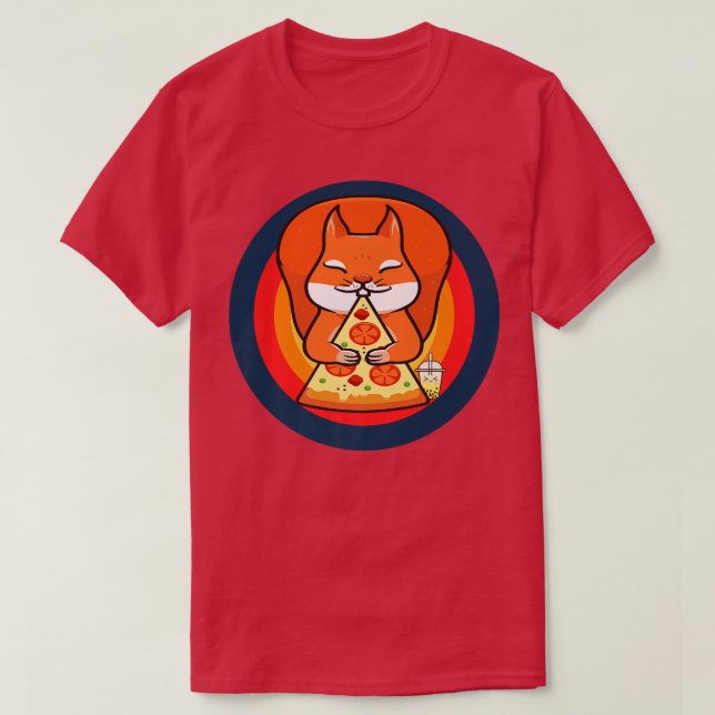 Kawaii Squirrel Eating Pizza Boba Tea  T Shirt (Design framsida)