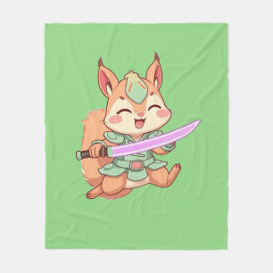 Kawaii Squirrel Samurai. Fleecefilt