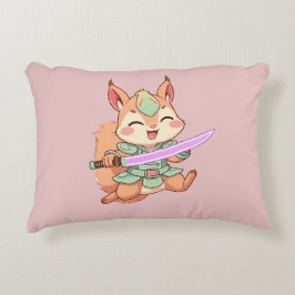 Kawaii Squirrel Samurai. Prydnadskudde