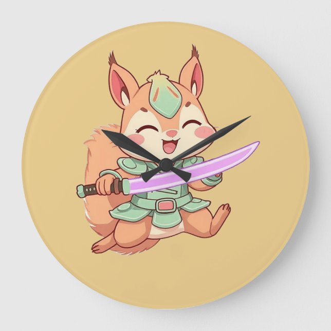 Kawaii Squirrel Samurai. Stor Klocka (Framsida)