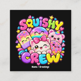 Kawaii Squishy Crew Söt Pastell Godis Anime Konst Fyrkantigt Visitkort