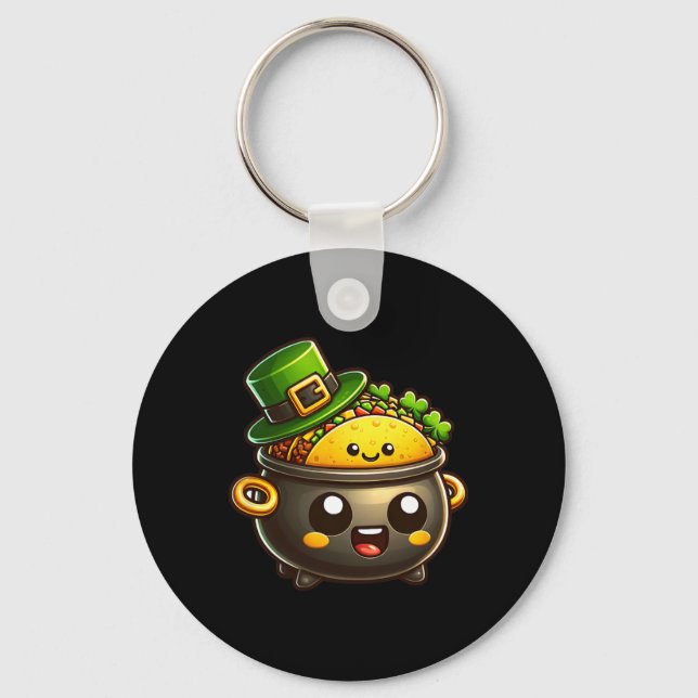 Kawaii St Patricks' Day Pot O Tacos irländsk mexik Nyckelring (Framsida)