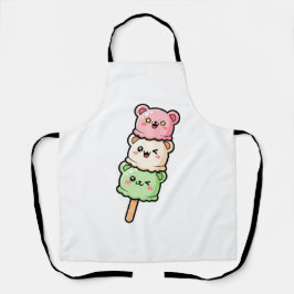 Kawaii Stacked Bear Ice Cream Illustration