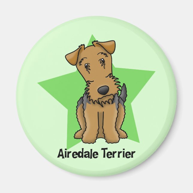 Kawaii Star Airedale Terrier Magnet (Framsidan)