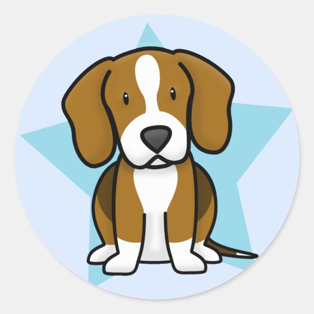Kawaii Star Beagle Stickers Runt Klistermärke (Framsida)