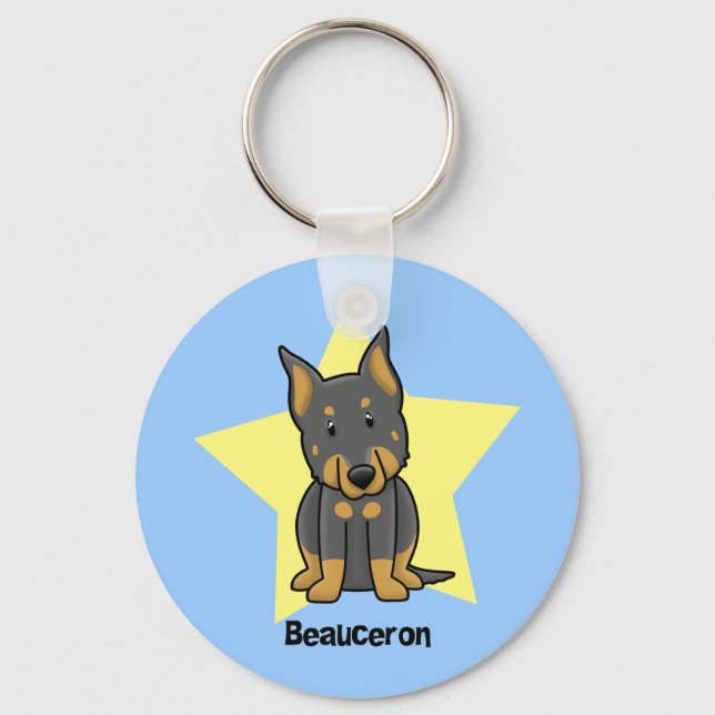 Kawaii Star Beauceron Nyckelring (Framsida)