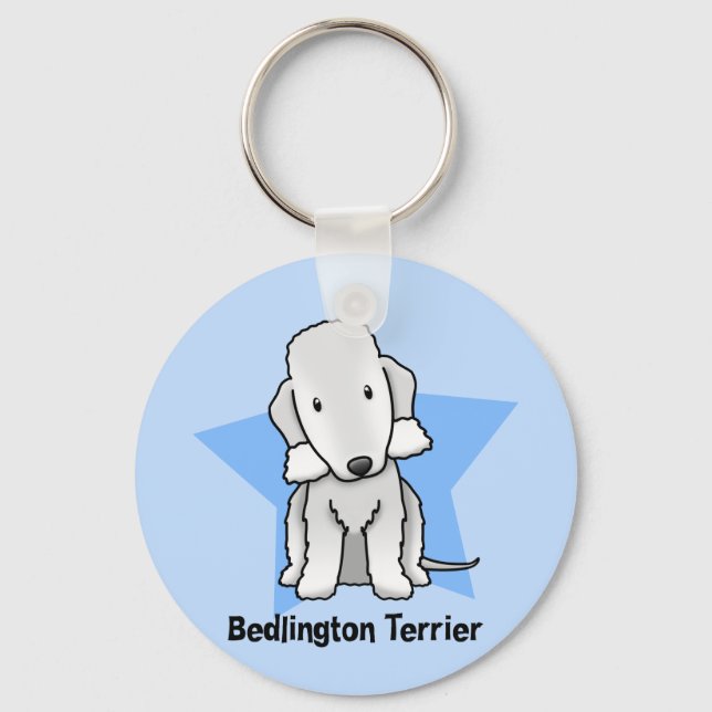 Kawaii Star Bedlington Terrier Nyckelring (Framsida)