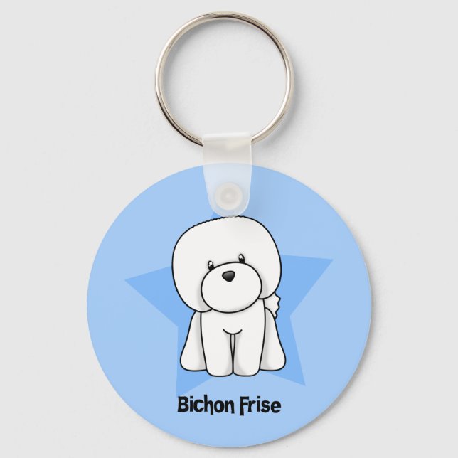 Kawaii Star Bichon Frise Nyckelring (Framsida)