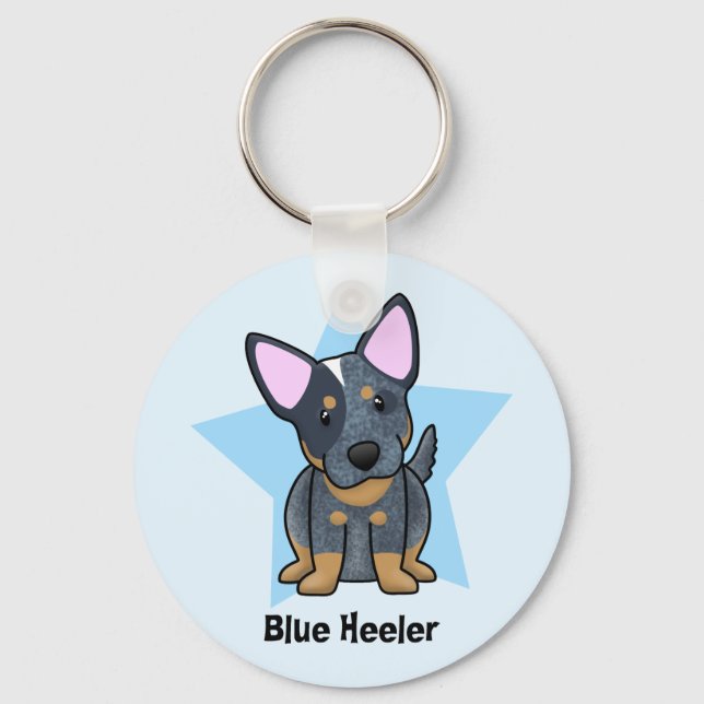 Kawaii Star Blue Heeler Nyckelring (Framsida)