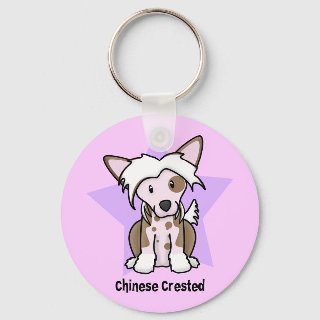 Kawaii Star Chinese Crested Nyckelring (Framsida)
