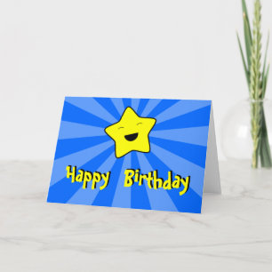 Kawaii star grattis på födelsedagen hälsning-kort kort